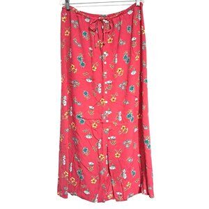 90s Y2K Gap Floral Button-Down Ankle Skirt Womens L Maxi Full Length 100% Rayon